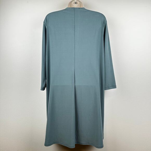 Sympli Double Over V-Neck Tunic Top Jersey Knit Sage 14 Lagenlook Minimalist - Picture 3 of 9